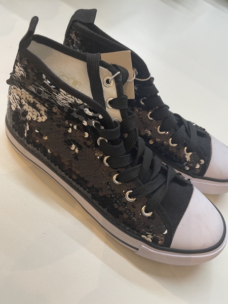 Karnevalsschuhe Schuhe Karneval Pailletten Damen Herren Fasching Karnevalskostüm Schwarz Wende